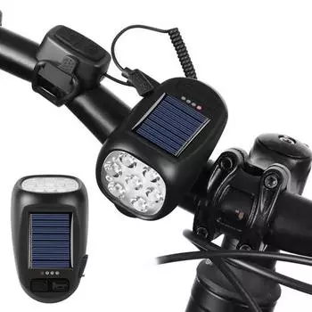 Велосипедный гудок, солнечный тип C, перезаряжаемый, 120 дБ, 600 люмен, суперяркий, линия управления, ночная езда, шоссейный велосипедный фонарь чёрный