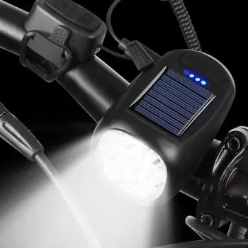 Велосипедный гудок, солнечный тип C, перезаряжаемый, 120 дБ, 600 люмен, супер яркий, управление линией, ночная езда