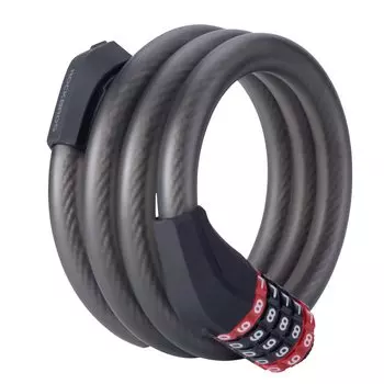 Велосипедный ключ ROCKBROS, тросовый замок, велосипедный замок, 5-значный, толщина циферблата, цепной замок, дорожный велосипед, кроссовый велосипед, красный, черный, 120 см, защита от кражи, прибл.. 1.5cm