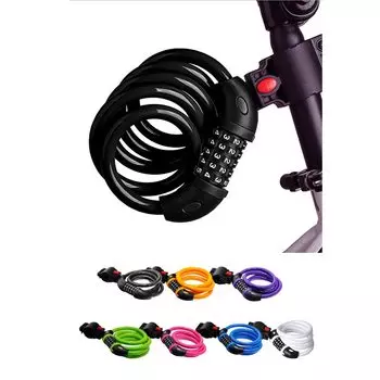 Велосипедный ключ с тросовым замком, 5-значный циферблатный брелок, кронштейн для подседельного штыря, замок для шоссейного велосипеда, кроссовый велосипед, коляска, защита от кражи (черный)