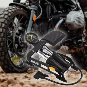 Велосипедный напольный насос, ножной воздушный сверхмощный двойной цилиндр, педальный насос высокого давления Black Dial