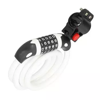 Велосипедный парольный замок с 5-значным кодом, кодовый замок для велосипеда, противоугонный замок с кольцом(белый )
