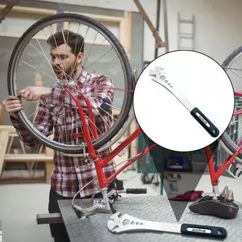 Велосипедный педальный ключ, прочный, с удлиненной ручкой, инструмент для разборки и сборки велосипедных педалей, гаечный ключ для горных велосипедов и шоссейных велосипедов всех типов серебряный