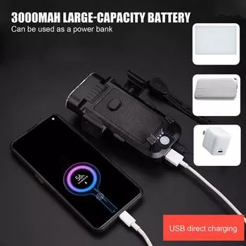 Велосипедный передний фонарь Передний фонарь Светодиодный перезаряжаемый велосипедный фонарь 4 режима освещения Водонепроницаемый велосипедный фонарь с динамиком чёрный