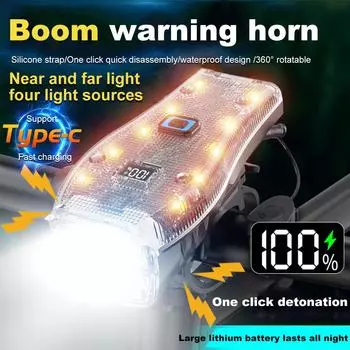 Велосипедный передний фонарь с клаксоном, USB-перезаряжаемый велосипедный фонарик на руль, дисплей питания, фонарь для горного велосипеда MTB для ночной езды