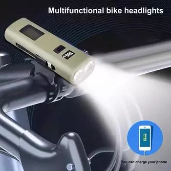 Велосипедный передний фонарь ЖК-дисплей USB-зарядка Режимы Регулируемый Супер яркий Легкий Ночная езда армия зеленый