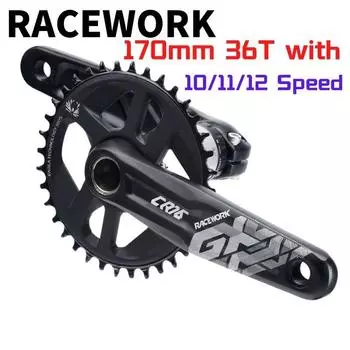 Велосипедный шатун Racework, 170 мм с центральным валом, 36 зуб., MTB, 10/11/12 скоростей, горный велосипед BB68, FORGX, детали для велосипеда, набор шатунов, алюминий 170mm 36T with BB