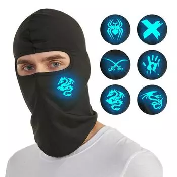 Велосипедный шлем Airsoft Cap Панк Светящаяся Балаклава Лицевая крышка Прохладный анфас Велосипедная кепка Мужчины Мотоциклетный велосипедный шлем Капюшон Защитная маска от солнца Шляпы