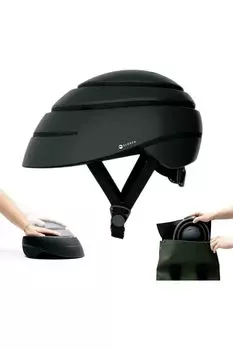 Велосипедный шлем CLOSCA LOOP для стильных взрослых с инструкцией по эксплуатации, складной, портативный, легкий, унисекс, [включен японский язык] (Черный, М) чёрный