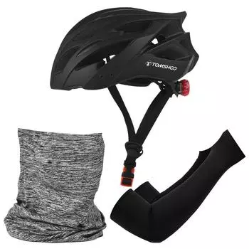 Велосипедный шлем для взрослых со светодиодной подсветкой, бандана с ледяным рукавом для катания на горном велосипеде, скутер чёрный