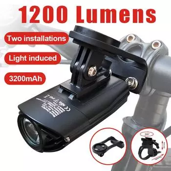 Велосипедный светильник подъемный непромокаемый USB MTB передняя фара ультра фонарик велосипедное освещение фонарик светодиодные аксессуары для велосипеда L2 3200mAh чёрный