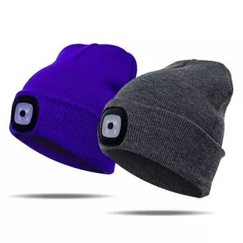 Велосипедный светодиодный походный светильник унисекс, уличная вязаная шапка, эластичная шапка зелёный