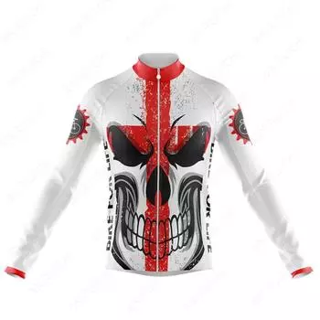 Велосипедный трикотаж с рисунком черепа, лето 2023, летняя солнцезащитная одежда с длинными рукавами для велоспорта, рубашки для горного велосипеда, быстросохнущая мужская дорожная велосипедная куртка XS