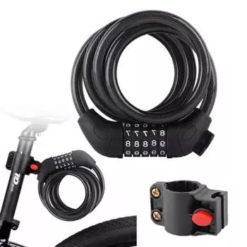 Велосипедный тросовый замок с 5-значным кодом, устойчивым к сдвигу ПВХ-покрытием, универсальная защита от кражи