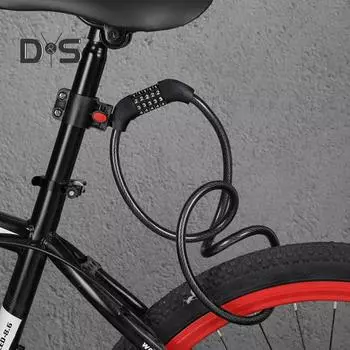 Велосипедный тросовый замок с 5-значным устойчивым к сдвигу ПВХ-покрытием, универсальный противоугонный замок для безопасности велосипедного скутера чёрный