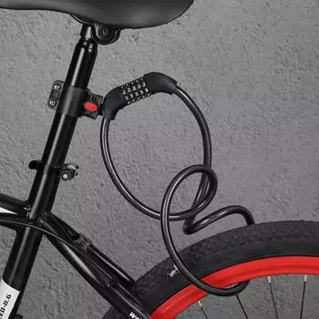 Велосипедный тросовый замок с 5-значным устойчивым к сдвигу ПВХ-покрытием, универсальный противоугонный замок для безопасности велосипедного скутера чёрный