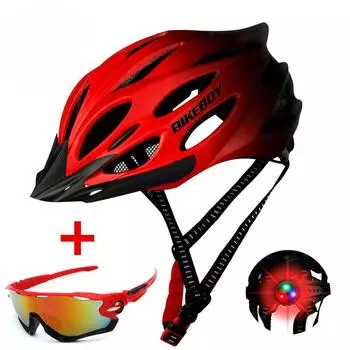 Велосипедный велосипедный шлем Сверхлегкий формованный шлем для горных дорог Дышащие велосипедные защитные шлемы с задним фонарем Average (52-60CM)