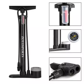 Велосипедный воздушный насос с манометром Т-образная ручка Удобная ручка 160PSI Ручной велосипедный насос для шин Портативный MTB велосипедный насос для накачки шин Плавательный кольцевой насос чёрный