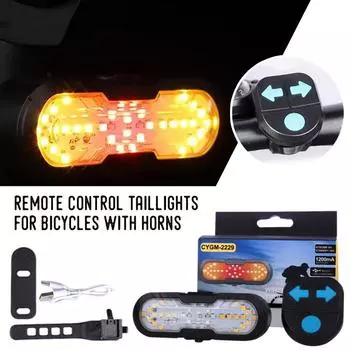 Велосипедный задний фонарь с дистанционным управлением, сигнал поворота, звуковой сигнал, аксессуары для велосипеда, зарядка через USB O7G6 Black-1pc