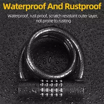 Велосипедный замок 90 см/120 см/150 см Кабельный замок для велосипеда Высокий уровень безопасности 5-значный сбрасываемый кодовый замок 90cm