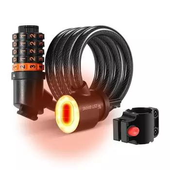 Велосипедный замок безопасности велосипед мотоцикл противоугонные эластичные замки 5 цифр комбинация пароля дорога чёрный