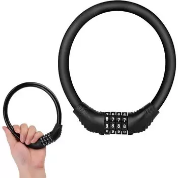 Велосипедный замок DERCHIA, длина троса, замок 400 мм, диаметр 10 мм, велосипедный ключ с циферблатом, 4 цифры, сменный PIN-код, можно использовать в комбинации