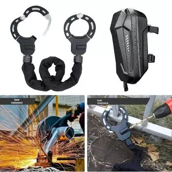 Велосипедный замок с цепным замком и переносной сумкой для подвешивания, противоугонный стальной цилиндровый замок, 10 поворотных цепных замков для велосипедов, скутеров Sets