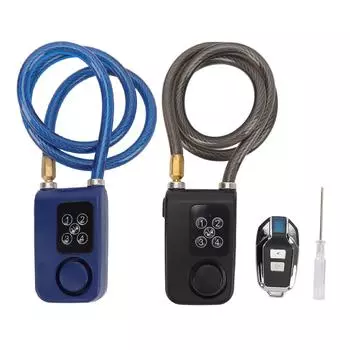 Велосипедный замок с дистанционным управлением, устойчивый к порезам, без ключа, противоугонный велосипедный тросовый замок для мотоцикла Black