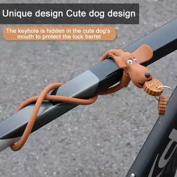 Велосипедный замок с ключами, милый тросовый замок с печеньем и собакой, противоугонный велосипедный замок с силиконовым покрытием для велосипедного шлема, двери скейтборда коричневый
