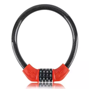 Велосипедный замок с ключом, замок с циферблатом, проводной замок, 4 цифры, мой набор, PIN-код, изменяемый, защита от кражи (Красный, 400мм)