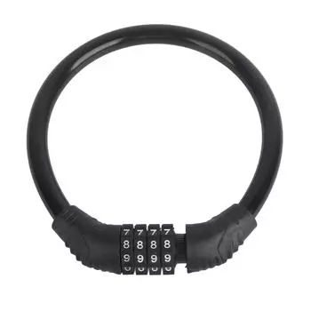 Велосипедный замок с тросом, высокая безопасность, 4-значный номер, велосипедные тросовые замки для езды на велосипеде на открытом воздухе, черный чёрный