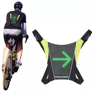 Велосипедный жилет с дистанционным управлением, защитная сумка, светодиодный жилет, светоотражающий жилет для бега на открытом воздухе флуоресцентный желтый