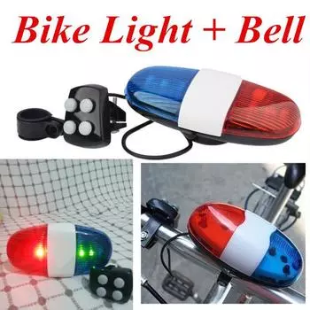 Велосипедный звонок, 6 светодиодов, 4 тона, велосипедный сигнал, велосипедный звонок, светодиодный велосипедный полицейский свет, электронная сирена, детский аксессуар