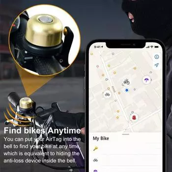 Велосипедный звонок для держателя AirTag Locator, легкий, громкий, универсальный, складной, для горного велосипеда, шоссейного, горного, на руль, сигнальный звонок, аксессуары для велосипеда чёрный