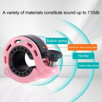 Велосипедный звонок из алюминиевого сплава для взрослых и детей, громкий и четкий звук 110 дБ, подходит для руля 22,2–31,8 мм для горного шоссейного скутера, электровелосипеда чёрный