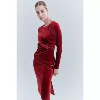 Велюровое платье для кормящих мам HM MAMA Темно-красное 1216865001