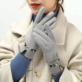 Velvet Chain Women Elastic Female Gloves German Velvet Mittens Driving Gloves Gloves хаки