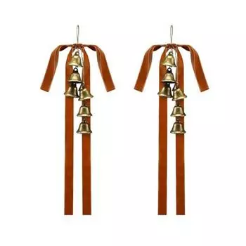 Velvet Christmas Swag Bow with Bells Rustic Large Staircase Wreath Bows Vintage Xmas Tree Topper Bow for Tree Wall Door Decor 2pcs