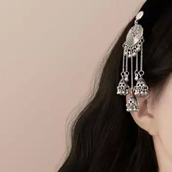 Velvet Ethnic Style Hair Hoop New Chinese Style Silver Pendant Hair Clip Decoration Style A