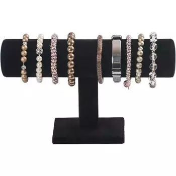 Velvet Jewelry Chain Holder Single Tier Jewelry Organizer Bar Home Organization Black Velvet