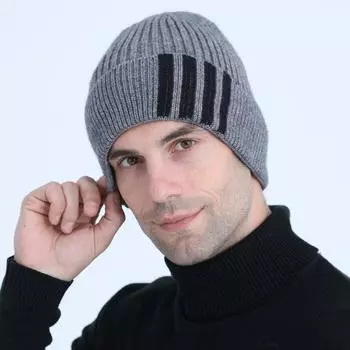 Velvet Knitted Hoodie Fashionable Men s Autumn Winter Wool Thread Warm Cycling Ear Protection Hat one size красный