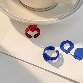 Velvet Love Heart Flocking Finger Ring Women s Open Rings Fashion Jewelry Korea Style Rings вино красного