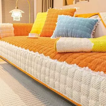 Velvet Sofa Cushion Four Seasons Universal Plush Cushion Non-Slip Sofa Cover Autumn and Winter Cover Cloth Winter 70*70cm