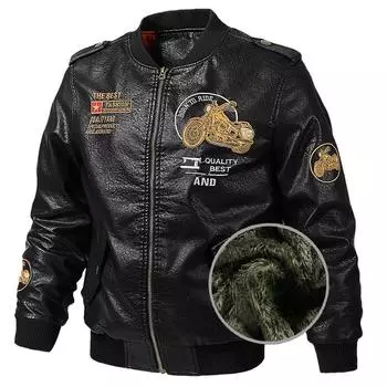 Бархатная утолщенная куртка из искусственной кожи, мужское утолщенное хлопковое пальто M коричневый