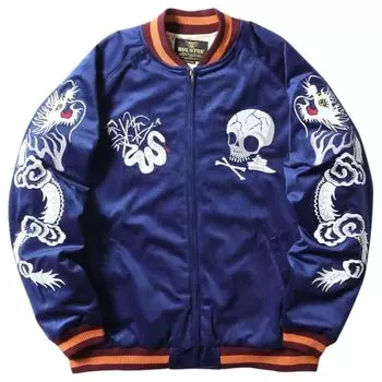 VELVETTEN SOUVENIR JACKET 51387 NAVY [Houston] (SKULL) тёмно-синий