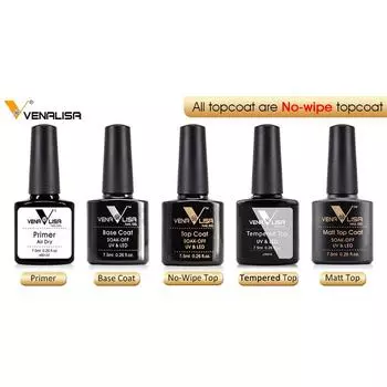 Venalisa Primer Воздушно-сухой гель-основное покрытие Верхнее покрытие Матовое верхнее покрытие Закаленное верхнее покрытие Не требующее вытирания Верхнее покрытие УФ-светодиодный гель для дизайна ногтей Прозрачный