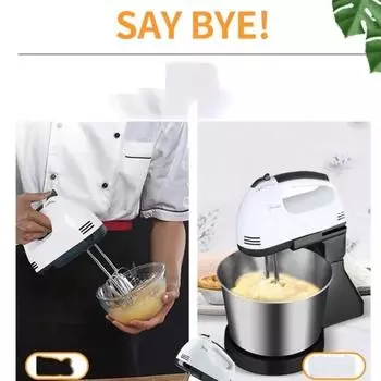 Венчик 1 шт. электрический ручной с ведром из нержавеющей стали 1,7 л блендер для выпечки тортов и макаронных изделий для дома и бизнеса
