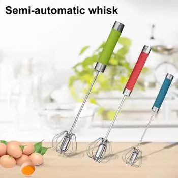 Венчик для яиц с закругленной головкой Быстрое смешивание Многоцелевой полуавтоматический ручной вращающийся венчик Смешивание Взбивание Взбивание Перемешивание красный