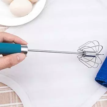 Венчик для яиц с закругленной головкой, многоцелевой полуавтоматический ручной роторный венчик для быстрого смешивания красный