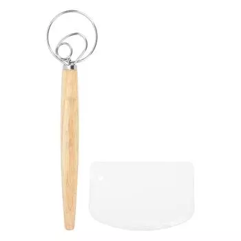 Венчик для теста в датском стиле с деревянной ручкой из нержавеющей стали. Прочный, устойчивый к ржавчине венчик для хлеба в голландском стиле с